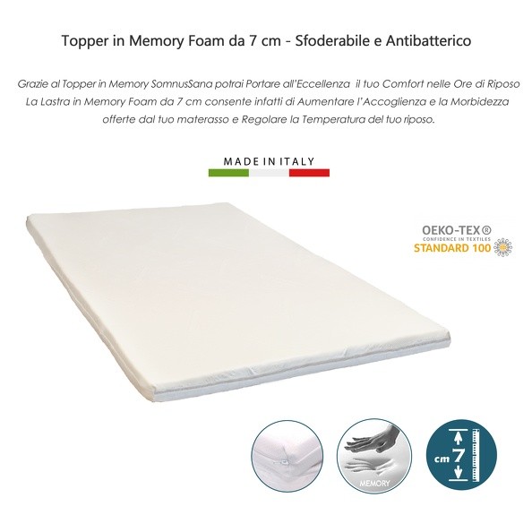 283-80×190-Topper-H7-cm-in-Memory-Foam-per-Letto-Singolo-Correttore-Materasso-Oeko